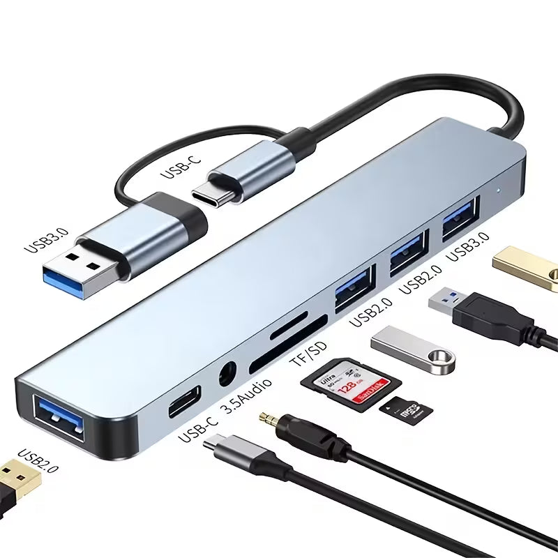 8-i-1-hubb, USB & Type-C-port