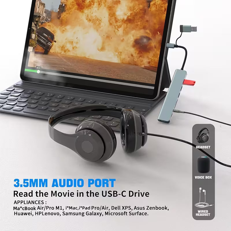 8-i-1-hubb, USB & Type-C-port
